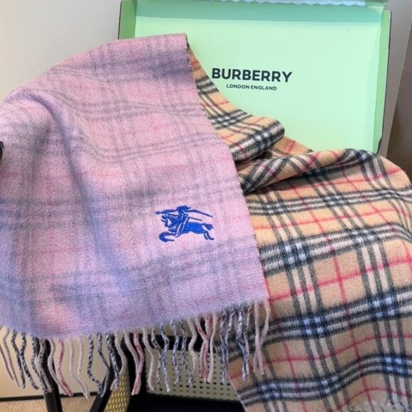 Pink & Beige Plaid  Check Scarf Size 30*180cm - Picture 3 of 4